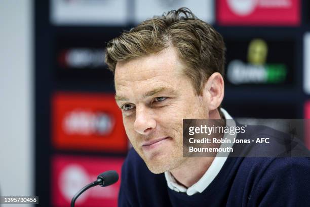 Head Coach Scott Parker of Bournemouth during a pre-match press conference at the Vitality Stadium on May 06, 2022 in Bournemouth, England.