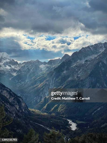 trenta pass - mountain slovenia stock pictures, royalty-free photos & images
