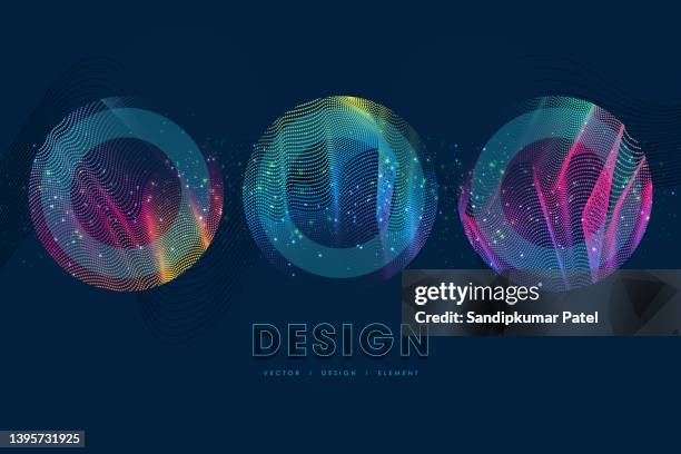 abstract background with a colored dynamic waves, dotted line and particles - spray abstract stock illustrations