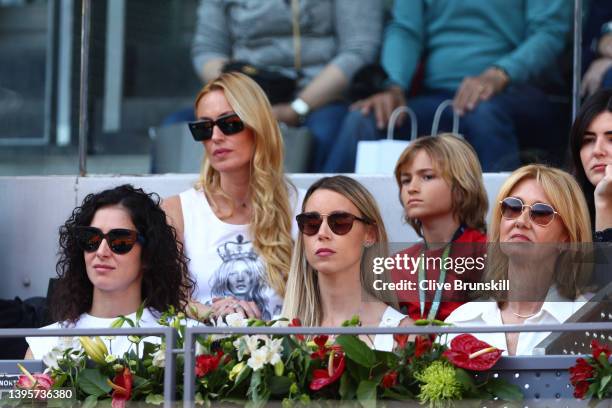 Maria Francisca Perello, wife of Rafael Nadal, Maria Isabel Nadal, sister of Rafael Nadal and Ana Maria Parera, mother of Rafael Nadal watch the...