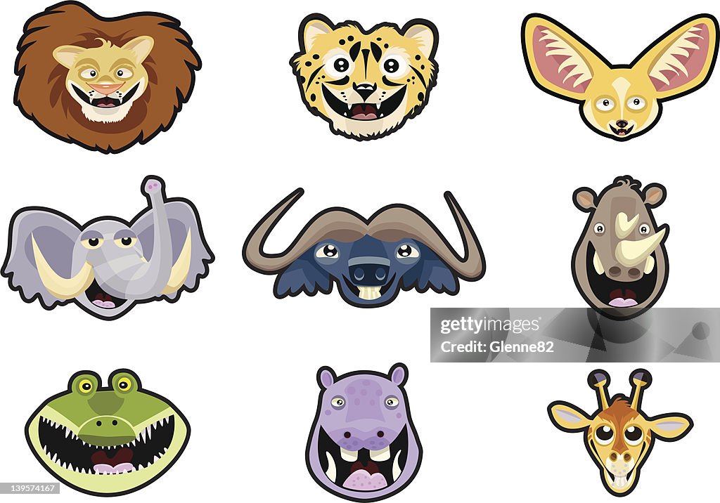 African Animal Heads