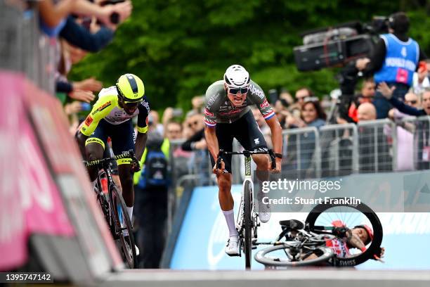 Hailu Biniam Girmay of Eritrea and Team Intermarché - Wanty - Gobert Matériaux, Mathieu Van Der Poel of Netherlands and Team Alpecin - Fenix and...