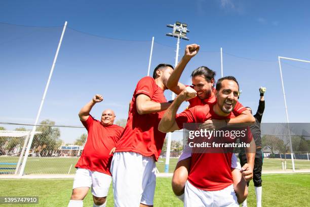 soccer team celebrating victory - mexico soccer bildbanksfoton och bilder