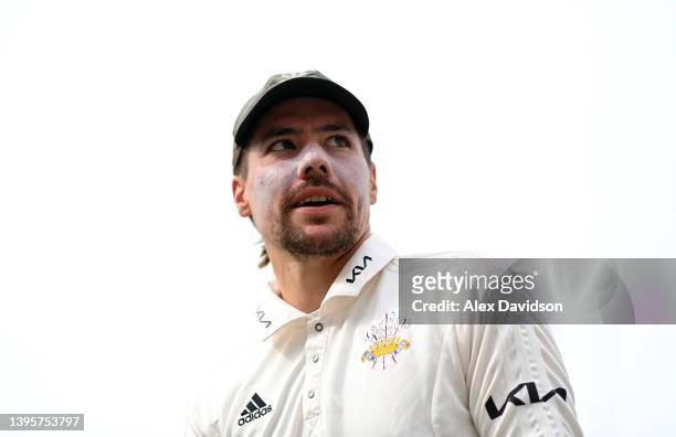 Rory Burns of Surrey looks on after tea during Day Two of the LV= Insurance County Championship match between Surrey and Northamptonshire at The Kia...