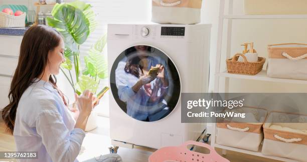 smart washing machine concept - washing machine display stock pictures, royalty-free photos & images
