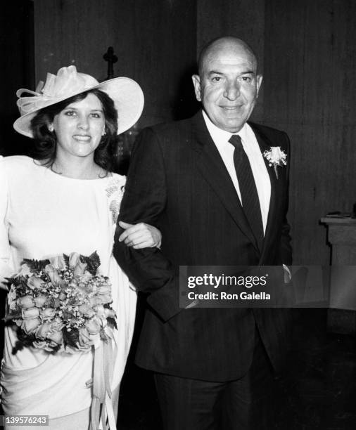 Actor Telly Savalas and wife Julie Hovland attend Telly Savalas-Julie Hovland Wedding Ceremony on March 8, 1986 at St. Sophia Church in Los Angeles,...