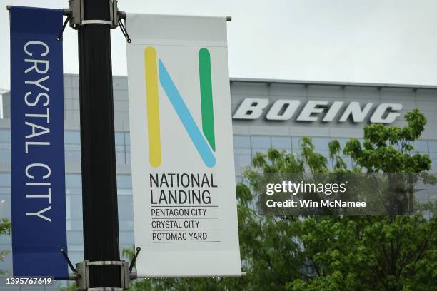 The Boeing office building is shown May 6, 2022 in the Crystal City section of Arlington, Virginia. The Boeing Company announced plans to move its...