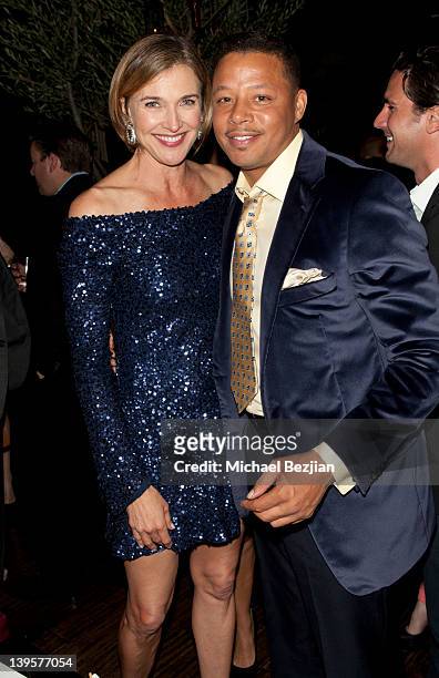 Brenda Strong and Terrence Howard attend the Pre-Oscar Flamenco Night Hosted By Eva Longoria Benefiting Linda's Voice - Inside at Beso on February...