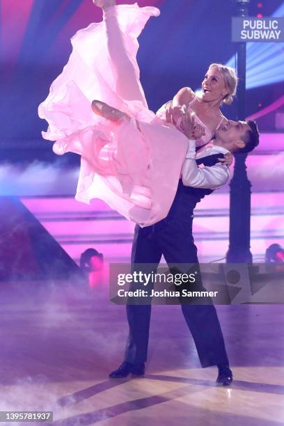 Janin Ullmann and Zsolt Sándor Cseke perform on stage during the 10th show of the 15th season of the television competition show "Let's Dance" at MMC...