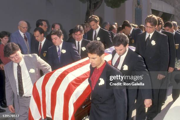 Telly Savala's family attends Telly Savalas' Funeral Service on January 25, 1994 at Saint Sophia's Greet Orthodox Cathedral in Los Angeles,...