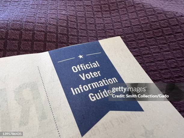 Official voter information guide booklet for 2022 American primary elections, Lafayette, California, May 6, 2022.