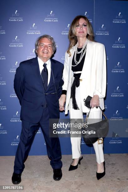 Italian Minister Renato Brunetta and wife Tommasa Giovannoni Ottaviani attends the Guido Carli Prize at Auditorium Parco Della Musica on May 06, 2022...