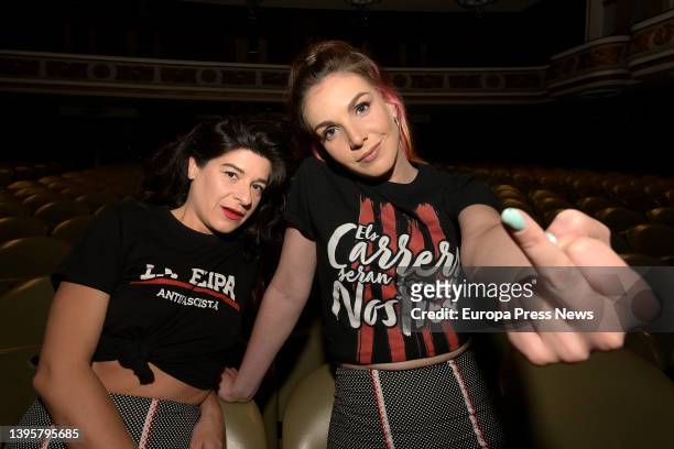 Comedians Nerea Perez and Ines Hernand pose after an interview for Europa Press on May 6 in A Coruña, Galicia, Spain. Ines Hernand and Nerea Perez...