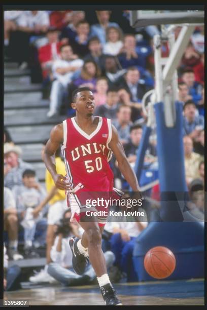 Guard Greg Anthony of the UNLV Rebels in action during a game against the University of California at Irvine Anteaters.