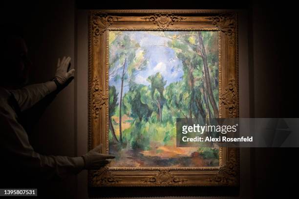 Clairière " by Paul Cézanne is on display during a press preview of The Macklowe Collection and Spring Evening Sales Preview atSotheby's on May 06,...