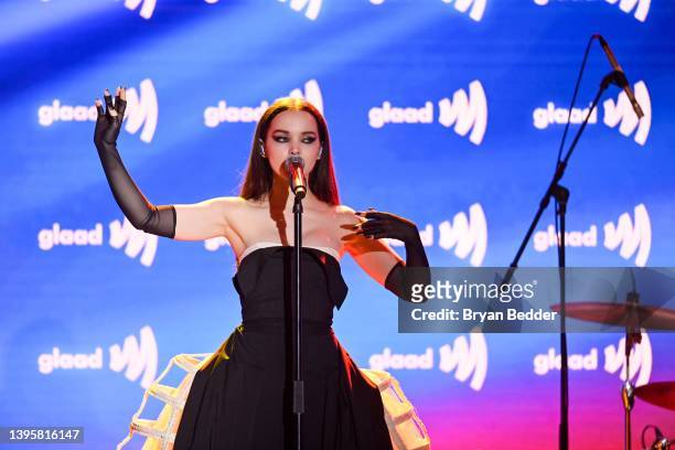 Dove Cameron performs onstage during the 33rd Annual GLAAD Media Awards at The Hilton Midtown on May 06, 2022 in New York City.