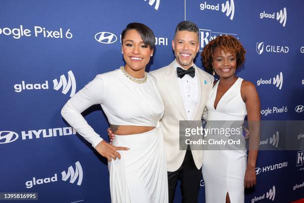 Ariana DeBose, Wilson Cruz, and Karine Jean-Pierre attend the 33rd Annual GLAAD Media Awards at The Hilton Midtown on May 06, 2022 in New York City.
