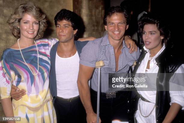 Actress Deidre Hall, actor Michael Leon, actor Josh Taylor and actress Kristian Alfonso attend Deidre Hall's Lunchbreak Party on May 25, 1984 at...