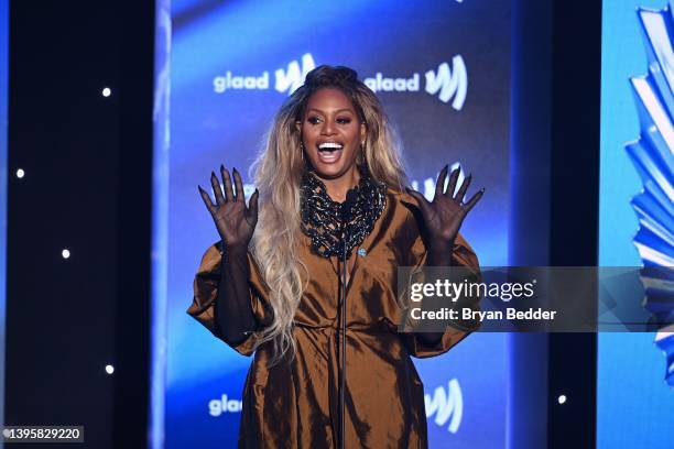 Laverne Cox attends the 33rd Annual GLAAD Media Awards at The Hilton Midtown on May 06, 2022 in New York City.