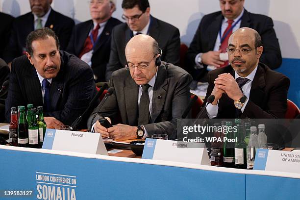 Qatari Foreign Affairs Minister Hamad Bin Jassim , French Foreign Minister Allan Juppe and Prime Minister of Ethiopia Meles Zenawi attend the Somalia...