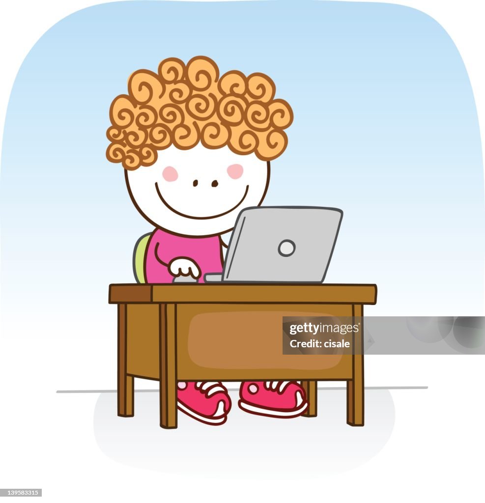 Blanco Niño En Línea Con Ordenador Ilustración Dibujo Animado Ilustración de stock - Getty Images Blanco Niño En Línea Con Ordenador Ilustración Dibujo Animado Ilustración de stock - Getty Images