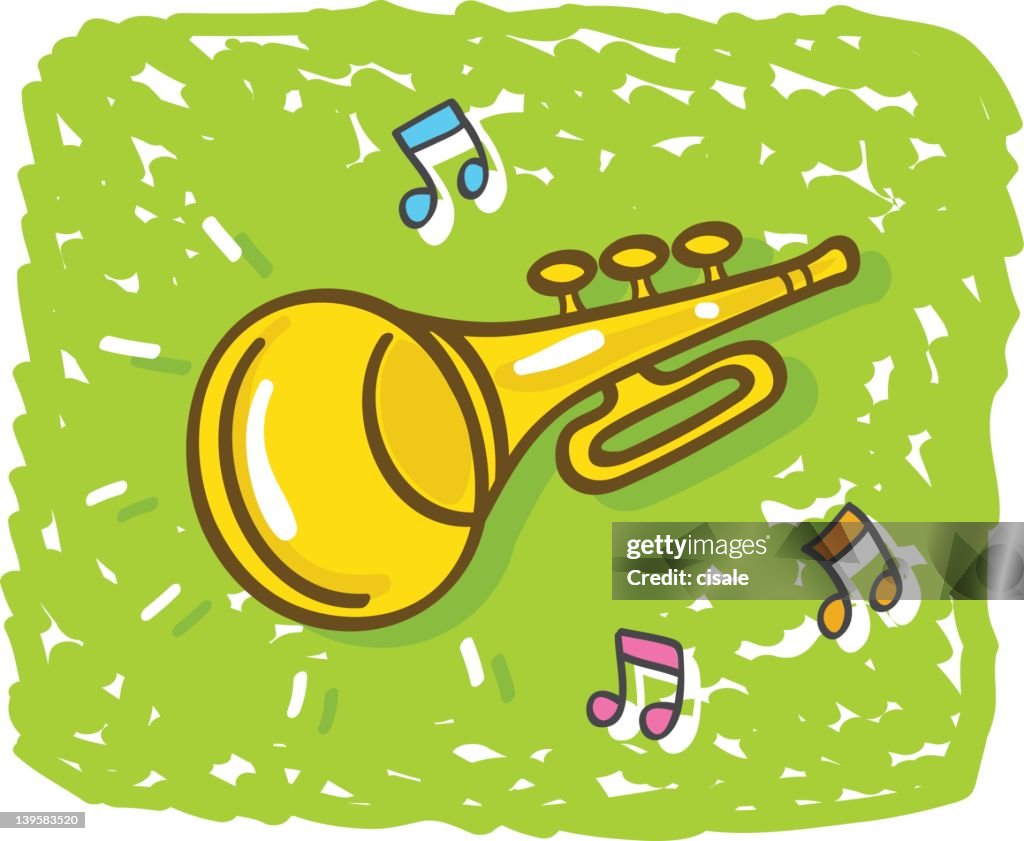 Trumpet Music Instrument Cartoon Illustration High-Res Vector Graphic -  Getty Images
