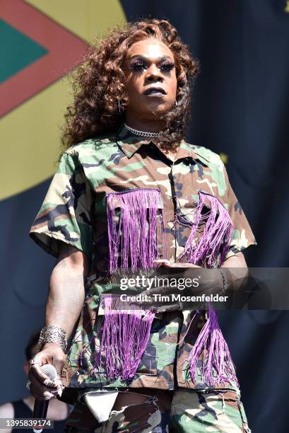 Big Freedia performs during the 2022 New Orleans Jazz and Heritage Festival at Fair Grounds Race Course on May 06, 2022 in New Orleans, Louisiana.