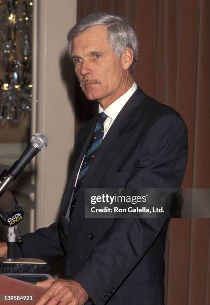 Businessman Ted Turner attends the American Jewish Committee's Sherrill C. Corwin Human Relations Award Salute to Ted Turner on January 24, 1991 at...