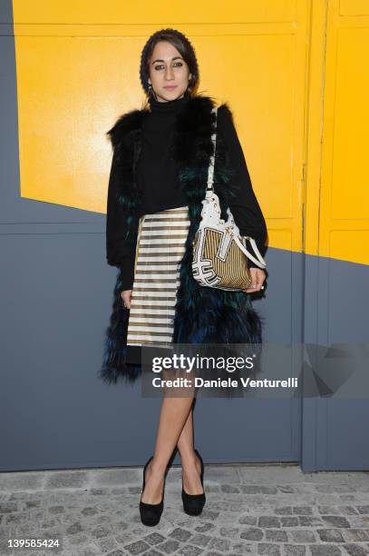 Delfina Delettrez Fendi attends the Fendi Autumn/Winter 2012/2013 fashion show as part of Milan Womenswear Fashion Week on February 23, 2012 in...