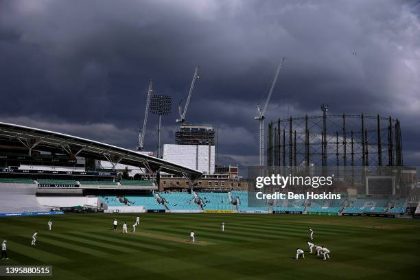 General view of play during the LV= Insurance County Championship match between Surrey and Northamptonshire at The Kia Oval on May 07, 2022 in...