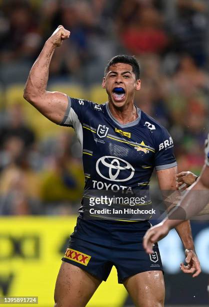 Heilum Luki of the Cowboys cduring the round nine NRL match between the North Queensland Cowboys and the Newcastle Knights at Qld Country Bank...