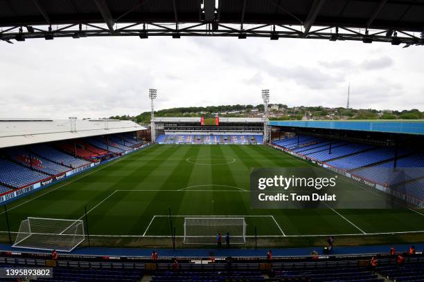 General view inside the stadium prior to the Premier League match between Crystal Palace and Watford at Selhurst Park on May 07, 2022 in London,...