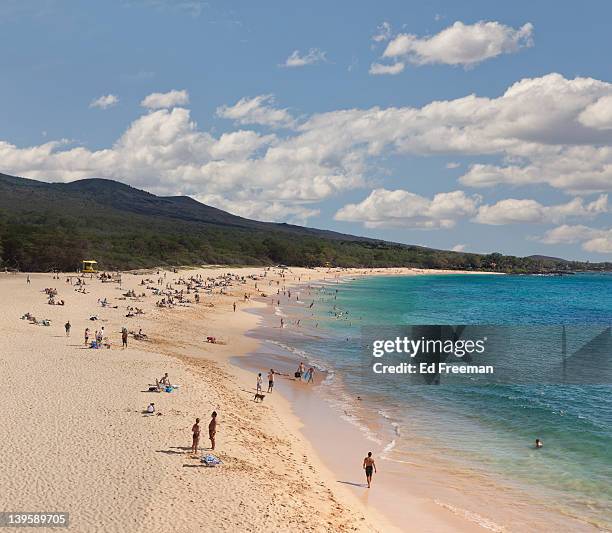 idyllic hawaii beach (makena state park) - makena beach stock pictures, royalty-free photos & images