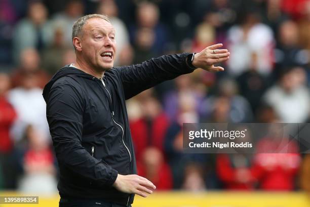 Steve Cooper, Manager of Nottingham Forest reacts during the Sky Bet Championship match between Hull City and Nottingham Forest at KCOM Stadium on...