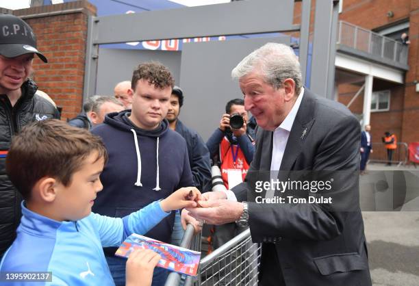 Roy Hodgson, Manager of Watford FC greets fans outside the stadium prior to the Premier League match between Crystal Palace and Watford at Selhurst...