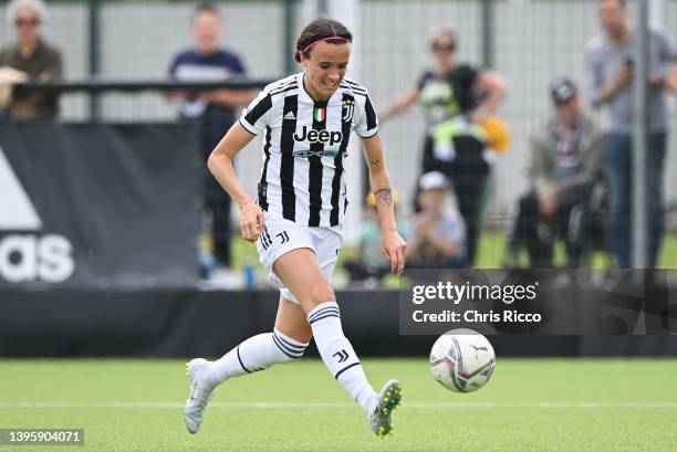 Barbara Bonansea of Juventus scores their team's first goal during the Women's Serie A match between Juventus and US Sassuolo at Juventus Center...