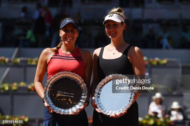 Giuliana Olmos of Italy and Gabriela Dabrowski of Canada pose for a photo following their victory in their Women's Doubles Final match against Demi...