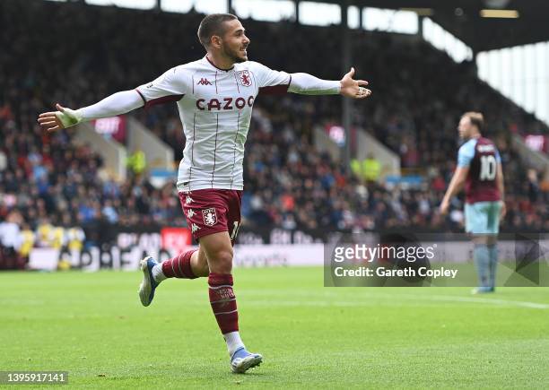 Emiliano Buendia of Aston Villa celebrates after scoring their team's second goal during the Premier League match between Burnley and Aston Villa at...