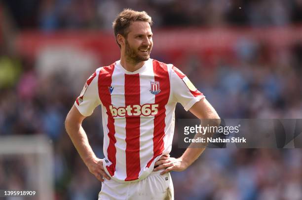 Nick Powell of Stoke City during the Sky Bet Championship match between Stoke City and Coventry City at Bet365 Stadium on May 07, 2022 in Stoke on...