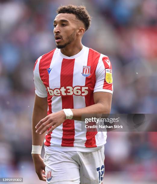 Jacob Brown of Stoke City during the Sky Bet Championship match between Stoke City and Coventry City at Bet365 Stadium on May 07, 2022 in Stoke on...