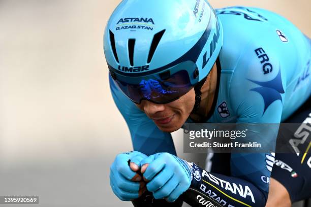 Miguel Ángel López Moreno of Colombia and Team Astana – Qazaqstan sprints during the 105th Giro d'Italia 2022, Stage 2 a 9,2km individual time trial...