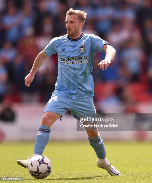 Jamie Allen of Coventry City runs with the ball during the Sky Bet Championship match between Stoke City and Coventry City at Bet365 Stadium on May...