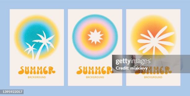 summer radial templates - grainy gradient stock illustrations
