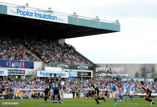 Antony Evans of Bristol Rovers scores their sides fifth goal during the Sky Bet League Two match between Bristol Rovers and Scunthorpe United at...