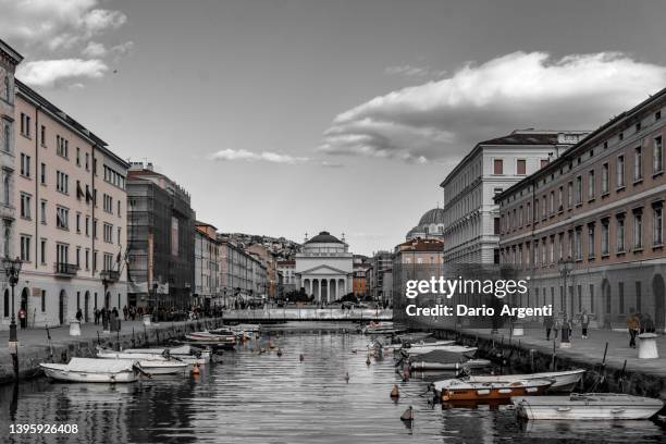 trieste, desaturated grand canal - triest stock-fotos und bilder