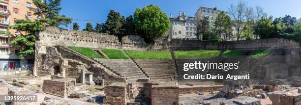 the roman theater of trieste - italy. - triest stock-fotos und bilder