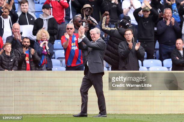 Roy Hodgson, Manager of Watford FC applauds the fans after their sides defeat and relegation to the Championship during the Premier League match...
