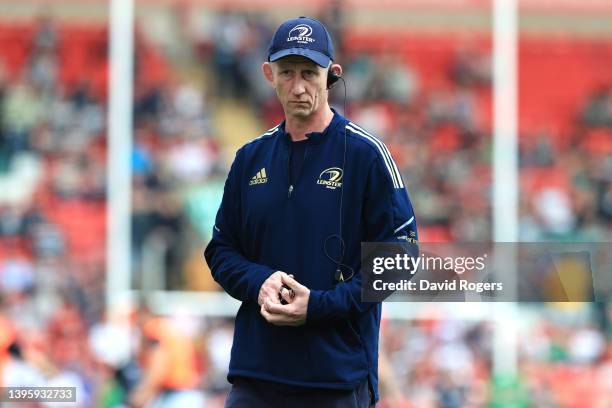 Leo Cullen, Head coach of Leinster looks on prior to the Heineken Champions Cup Quarter Final match between Leicester Tigers and Leinster Rugby at...