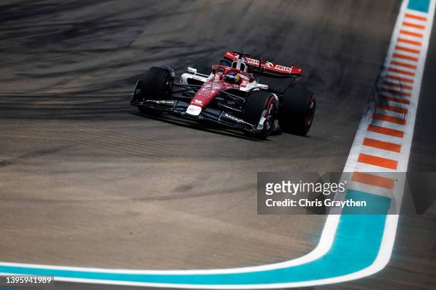 Valtteri Bottas of Finland driving the Alfa Romeo F1 C42 Ferrari on track during final practice ahead of the F1 Grand Prix of Miami at the Miami...
