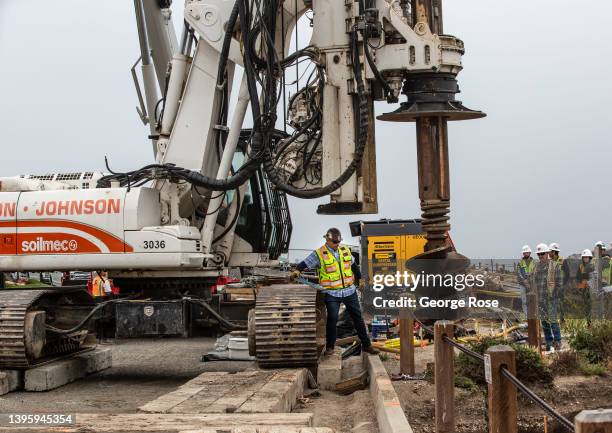 Work has begun on a $7 million construction project along Ocean Blvd in Shell Beach to shore up the eroding cliffs and rebuild beach access stairs...